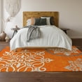 thumbnail image 6 of HomeRoots 669546 10 x 14 ft. Orange Ivory & Gray Floral Medallion Washable Machine Made Rectangle Area Rug with UV Protection, 6 of 9
