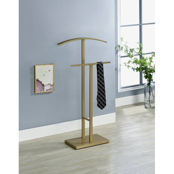 Kings Brand Furniture Dossi Metal Suit Valet Stand, Clothes Rack, Clothing Organizer, Jacket Hanger (Gold)