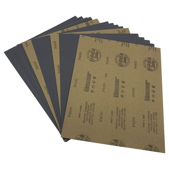 Papel de lija AutKerige, grano 400, seco y húmedo, 15 hojas, 23 x 28 cm