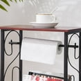 thumbnail image 5 of Zimtown Bathroom Table and Stand with Toilet Paper Roll-Bar Holder and Storage Rack - Black Metal Frame with Scroll Design, Walnut Color Wood Top - Ideal to Keep Essential Toiletries at Easy Reach, 5 of 7