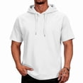 thumbnail image 3 of Short Sleeve Hoodies Men Comfort Lightweight Athletic Gym Workout Sweatshirt Outdoor Hiking Fishing Shirts with pockets White XXXL, 3 of 8