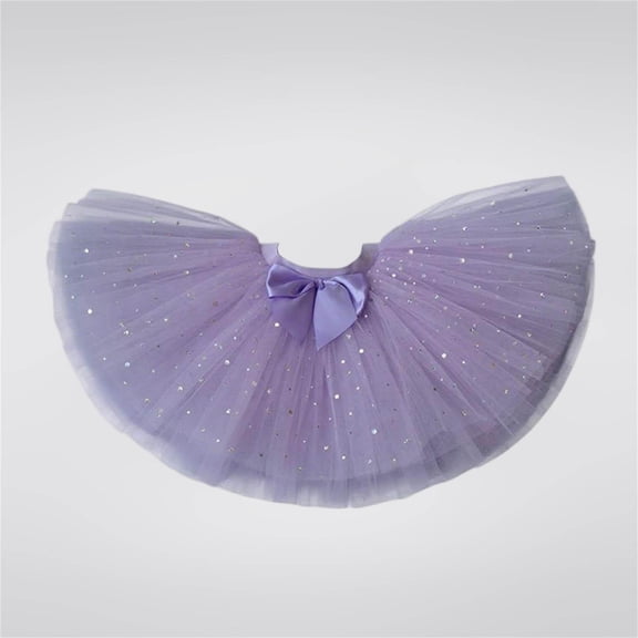 Eltusu Girls Ballet Skirts, Princess Solid Color Elastic Waist Dacing Tutu Skirts Ballerina Dress Purple Size 3-13 T