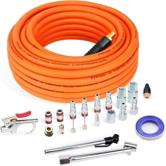 22 Pcs Air Compressor Kit, 3/8 inch X 25 ft PVC Hose, Air Tool Accessories, 1/4 inch Fitting