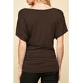 thumbnail image 4 of Made by Johnny Women's V Neck Short Sleeve Wrap Front Drape Dolman Top XL BROWN, 4 of 6