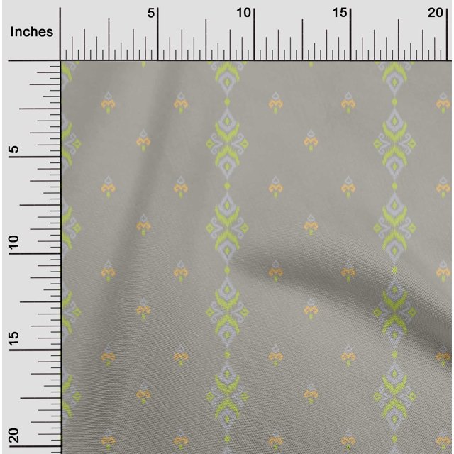 oneOone Cotton Poplin Fabric Stripe & Swirl Ikat Print Fabric BTY 42 Inch Wide