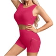thumbnail image 2 of PIWHJQK Women Summer Outfits Set Athletic Yoga Bra Set Women's Solid Yoga Set Tank Top Seamless Bra With Running Shorts Outfits Set, 2 of 5