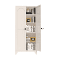 thumbnail image 6 of 71 Inch Metal Storage Cabinet with 2 Doors and 5 Adjustable Shelves, Lockable Steel Organizer for Garage, Pantry, Basement, Laundry Room, Beige, 6 of 9