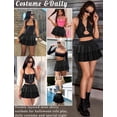 thumbnail image 3 of Carlikeit Women's Y2K Pleated Mini Skirt, Layered Ruffle Micro Skirt with Adjustable Drawstring Waist, Casual Short Skirt for Daily Wear and Festivals, 3 of 7