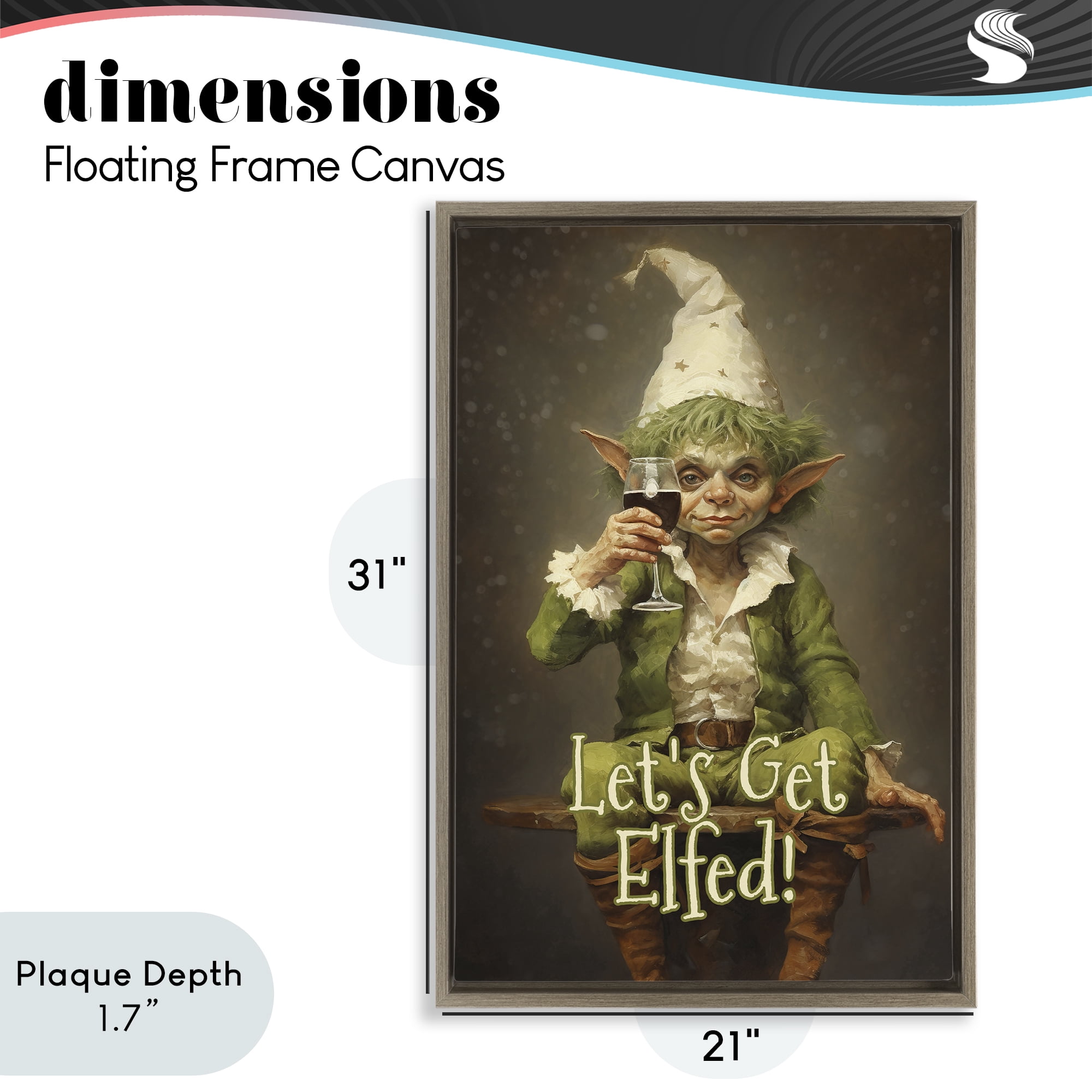 Stupell Industries Let's Get Elfed Brown Framed Floater Canvas Wall Art, design by Tina LeCour