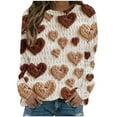thumbnail image 5 of VALMASS Valentine's Day Plus Size Heart Print Sweatshirts Casual Long Sleeve Tops Loose Cozy Oversized Crewneck Sweatshirts (XL, Khaki), 5 of 5