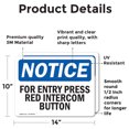 thumbnail image 2 of (2 Pack) For Entry Press Red Intercom Button OSHA Notice Sign, 2 of 7