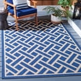thumbnail image 2 of SAFAVIEH Courtyard Janey Geometric Indoor/Outdoor Area Rug Navy/Light Beige, 5'3" x 7'7", 2 of 11
