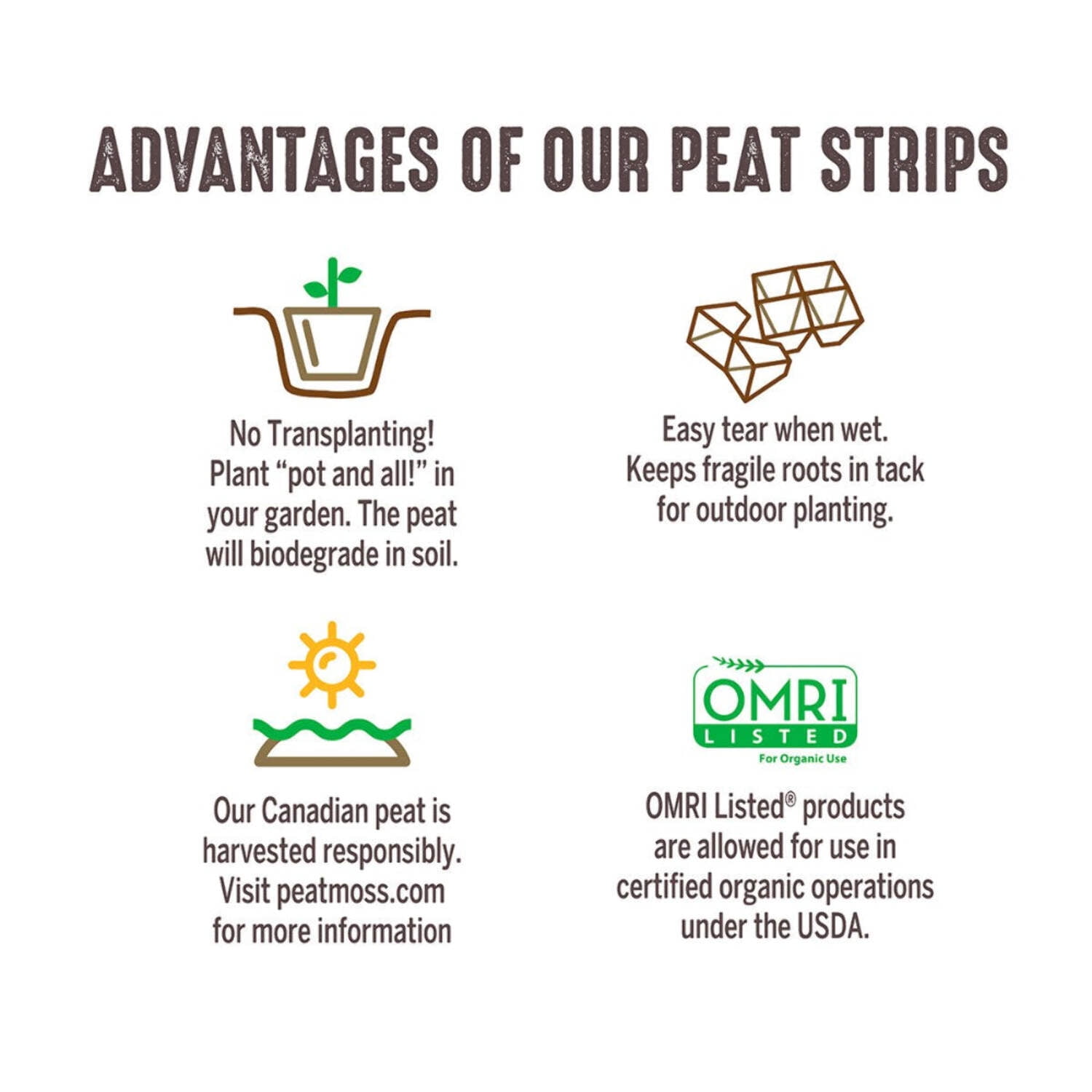 Jiffy Organic Seed Starting 10 Biodegradable Peat Strips (50 Strips - 500 Pot Cells)