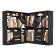thumbnail image 5 of Homieasy 6-9 FT Closet System with Corner, Walk in Closet System with 6 Drawers, 6 Hanging Rods, and Open Storage Shelves, L-Shaped Heavy Duty Wardrobe Closet for Bedroom/Closet/Apartment, Black, 5 of 8