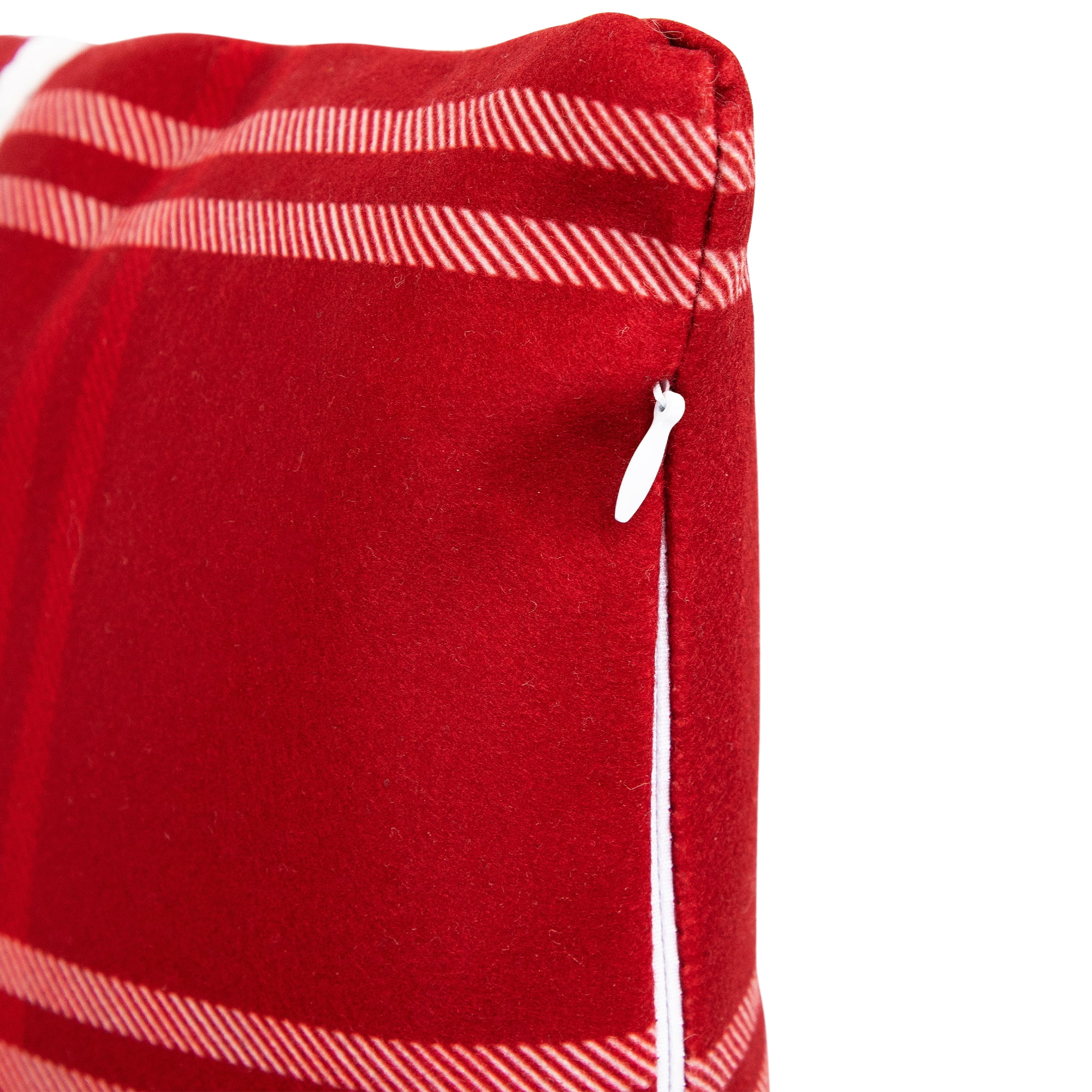 Plaid Joyful Christmas Throw Pillow - 19" x 11.25" - Red and White