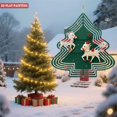 thumbnail image 4 of Stylish Metal Hanging Christmas Tree Wind Spinner - Festive Green Background with White Horses Red Accents & Geometric Patterns for Garden Decor, 4 of 7