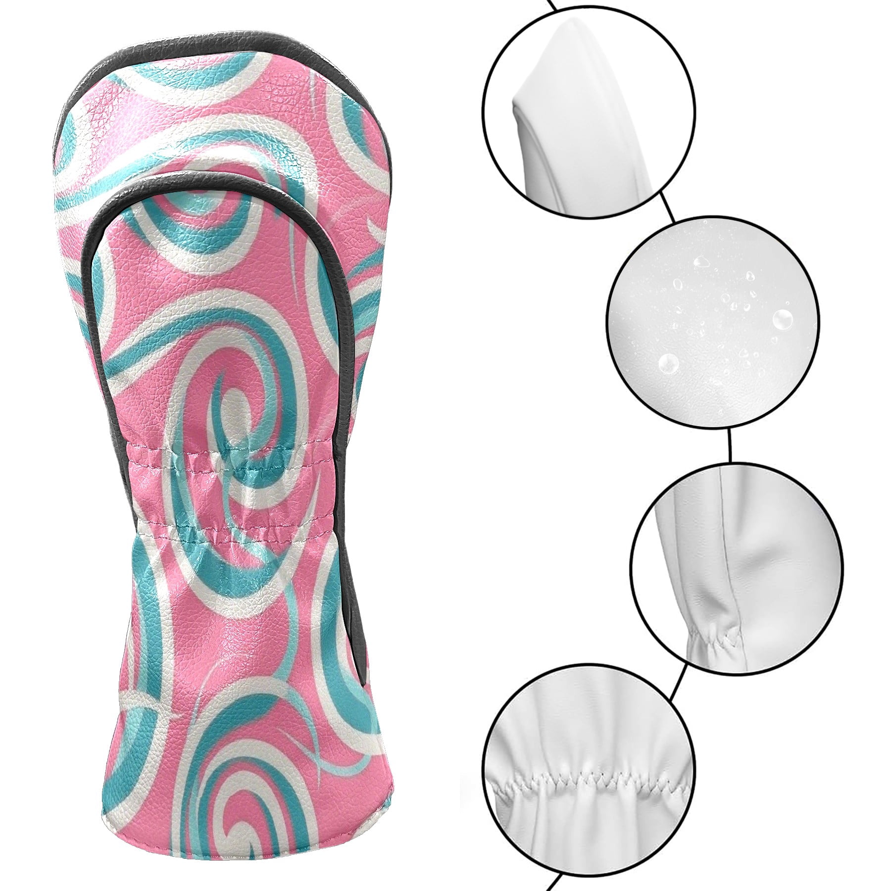 Golf Club Head Cover Waterproof Leather Golf Accessories HeadCovers Set Driver Headcover for Women Men Swirl Pattern