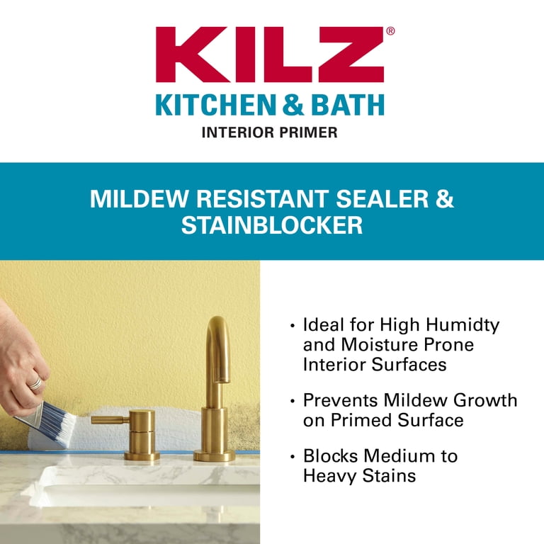 KILZ Kitchen & Bath Mildew-Resistant Primer, 1 Gallon Water-Based photo 2