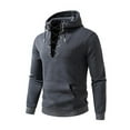 thumbnail image 4 of Men's Sweatshirts Sevevn Mens Sweatshirts Lace Up Hooded Pullover Long Sleeve Cargo Workout Outdoor Hoodies with Pocket, 4 of 9