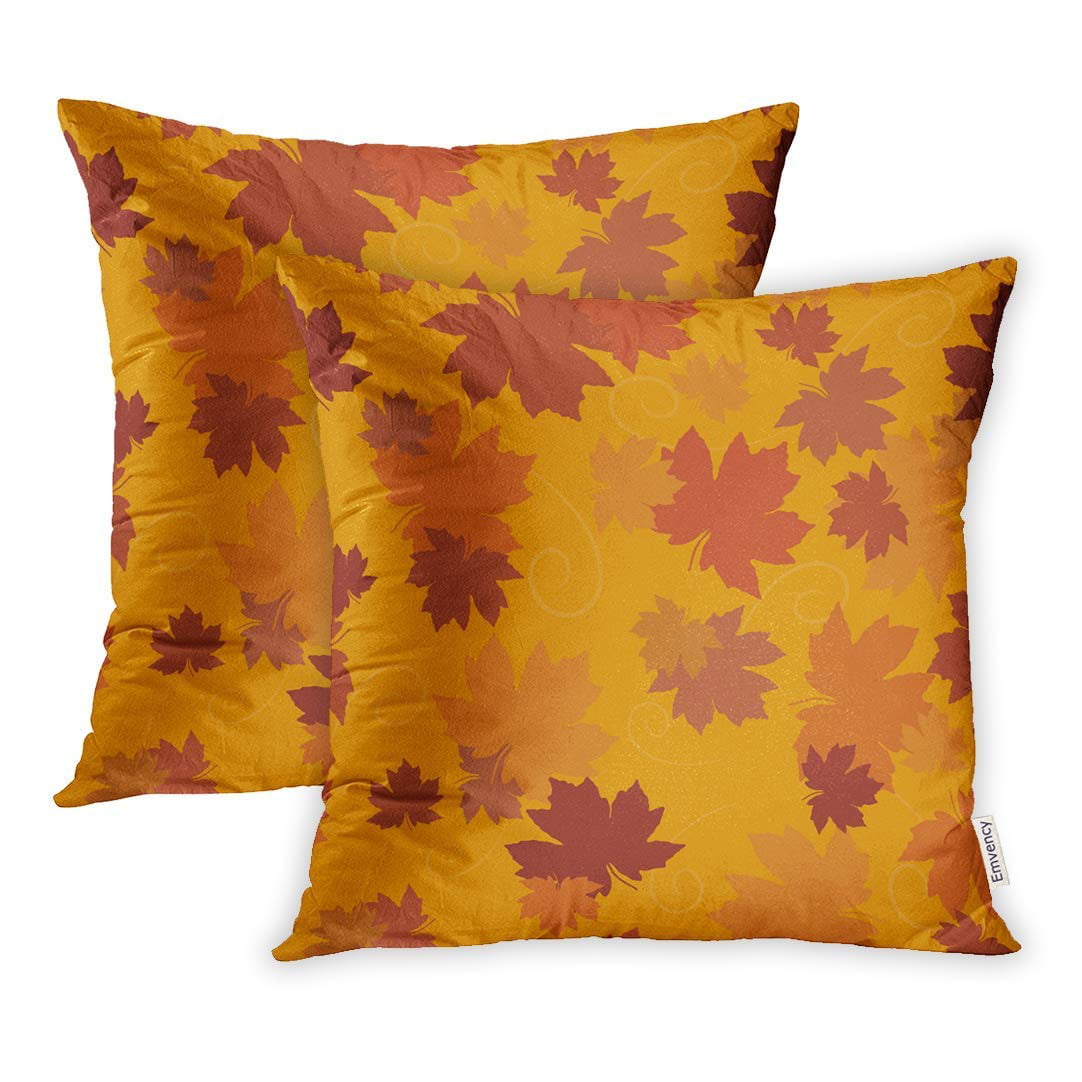 USART Orange Pattern Autumn Maple Leaf Colorful Fall Abstract Pillow Case Pillow Cover 16x16