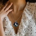 thumbnail image 3 of Starry Unicorn Glass Design Circular Pendant Women's Necklace, 3 of 5