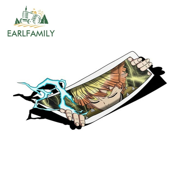 EARLFAMILY 5.1 Inch for 3d Tanjiro Nezuko Car Stickers Personality Cute Creative Decals Car Accessories Sunscreen