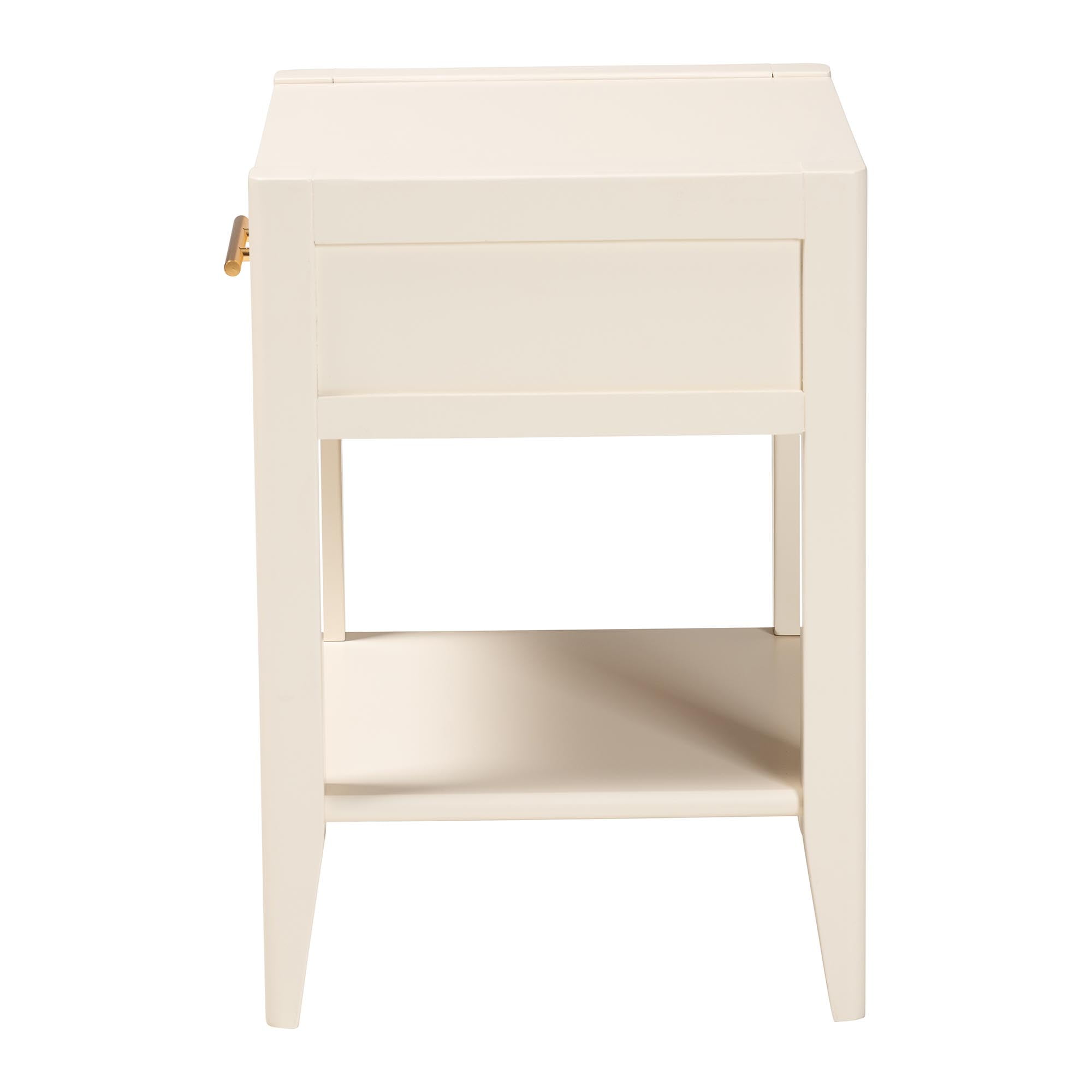 Baxton Studio Primrose Mid-Century Nightstand, 1-Drawer, Ivory