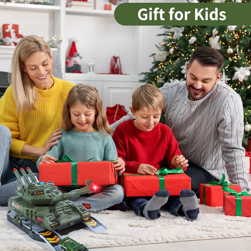 JoyStone Military Vehicle Set Battle Tank Toy with Realistic Light & Sound, 6 Pack Mini Alloy Army Cars & Soldier Figures, Great Gift for Kids