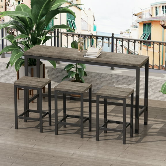 Modern Design Kitchen Dining Table,Pub Table,Long Dining Table Set with 3 Stools