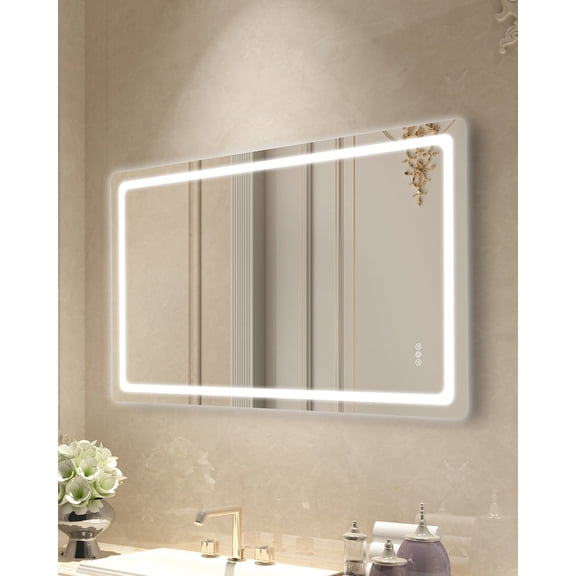 VEVOR LED Bathroom Mirror, 36" x 72" LED Bathroom Vanity Mirror with Frontlit and Backlit, Anti-Fog Memory Mirror with Lights, Stepless 3 Colors Temperature Dimmable Bathroom Mirror, Wall Mounted