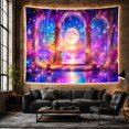 thumbnail image 6 of Symmetrical Garden Temple Steps with Full Moon Night Sky, Mystical Fantasy for Fantasy Lovers Ethereal Wall Art Decor Housewarming Gift Tapestry Wall Hanging for Bedroom and Living Room, 6 of 7