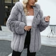 thumbnail image 5 of Thicken Faux Fur Jacket for Women Long Sleeve Mid-Length Coat Warm Winter Jackets Gray M, 5 of 8