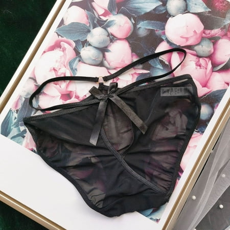 

Gubotare Sexy Panties Sexy Fashion Lace Lingerie Underwear Lace Bow Pants Lace Low Waist Underwear Black M