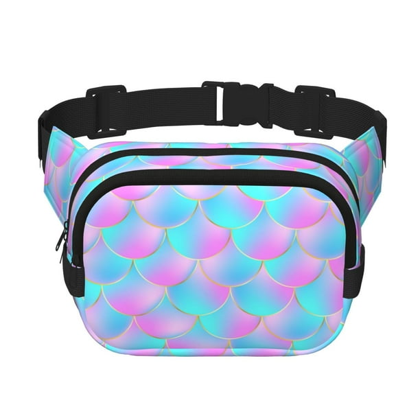 Fotbe Purple Dragon Scales Cangurera Cuadrada con Estampado de Doble Capa, Bolsa de Cintura Ajustable Mini para Hombres y Mujeres