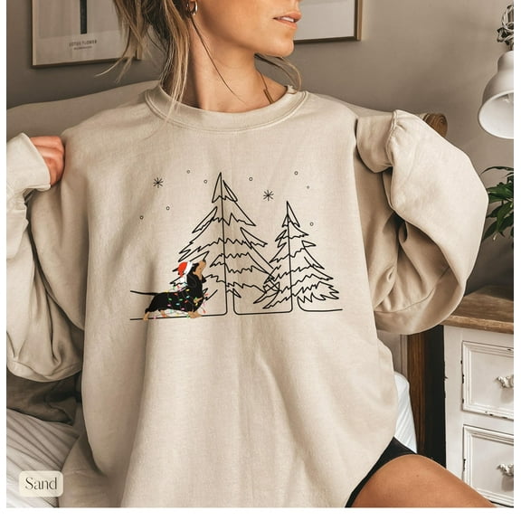 Dachshund Winter Tree Sweatshirt, Doxie Mom Sweatshirt, Dachshund Mama Sweater, Dachshund Winter Shirt, Weenie Tee, Dachshund Lover 15 Tshirt All Size S-5XL