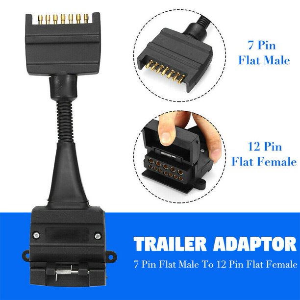 Lierteer 7 Pin Flat Plug To 12 Pin Socket Male & Female Adaptor Trailer