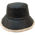 thumbnail image 3 of CoCopeaunts Large Bucket Hat Women Winter Raw Edge PU Leather Warm Lambs Wool Bucket Cap Reversible Fisherman Hat Two Side Wear, 3 of 8