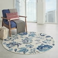 thumbnail image 4 of Serene Modern Floral Ivory/Light Blue 5'3" x ROUND Area Rug, (5' Round), 4 of 6