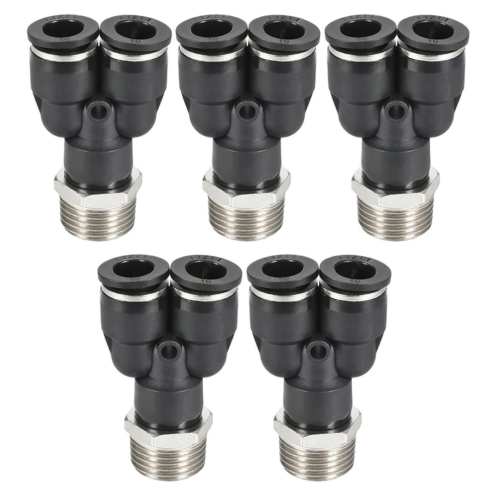 Push To Connect Fittings Y Type Tube Connect 10mm OD x 1/2PT Male