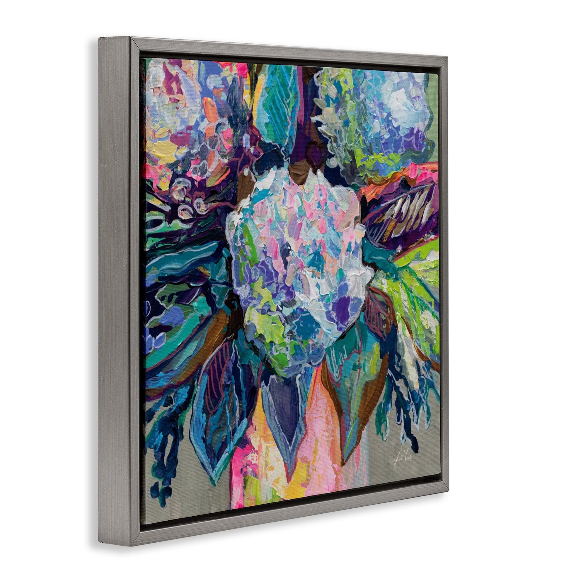 Stupell Industries Love That Gives Bouquet Gray Framed Floater Canvas Wall Art, design by Jeanette Vertentes