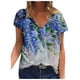 thumbnail image 1 of Moda Mujer Cuello en V Manga corta Impresión Jersey Blusas sueltas Tops Camiseta OAVQHLG3B Store lin121212, 1 of 4