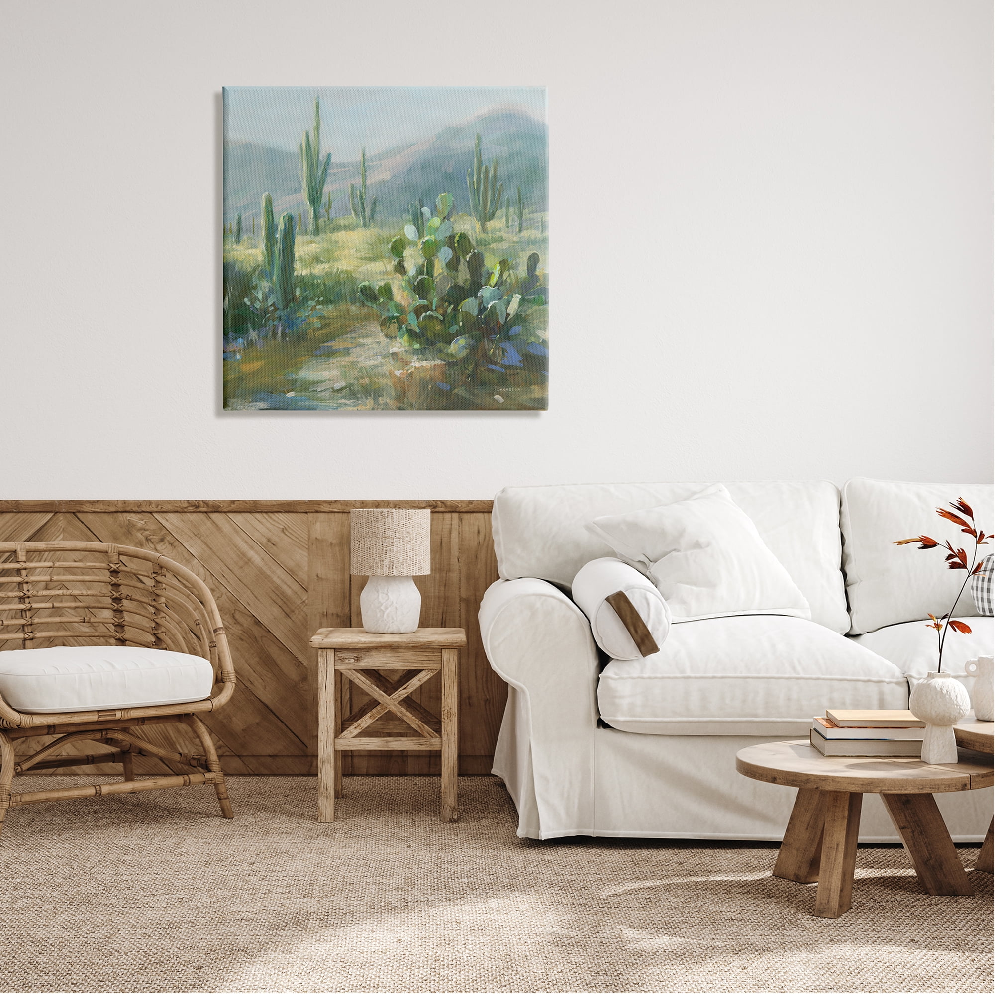 Stupell Industries Desert Cactus Landscape Nature Painting Gallery Wrapped Canvas Print Wall Art, 30 x 30