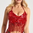 thumbnail image 7 of FRSASU Woman Sparkly Sequin Two Piece Skirt Outfits Summer Sleeveless Cami Crop Top Bodycon Mini Skirt Sets Red, 7 of 7