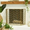 thumbnail image 3 of DecMode Gold Modern Metal Zigzag Pattern Fireplace Screen, 52"W x 31"H, 3 of 12