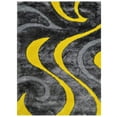 thumbnail image 2 of HR HANDCRAFT RUGS, Yellow shag Rug 8x10 for Living Room Decor 2021 Rug Trends Bright Modern Swirls Pattern, 3-D Hand Curved Shaggy Yellow/Gray/Black, 2 of 5