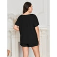 thumbnail image 6 of Women's Plus Size Pajama Set Round Neck Short Sleeve Tee and Shorts 2 Piece Oversize Soft Sleepwear PJ Set, 6 of 7