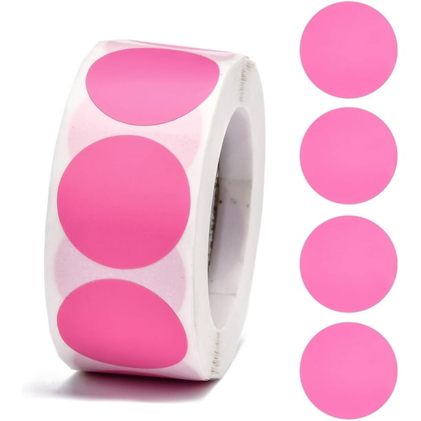 3 rollos de etiquetas adhesivas de papel en blanco para regalos, ideales para fiestas, bodas y otras ocasiones especiales. Color rosa. Medidas: 25 mm. 500 unidades por rollo.