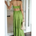 thumbnail image 2 of Women's Y2k Cut Out Backless Maxi Dress Bodycon Long Flowy Dresses Summer Boho Spaghetti Strap Low Cut Cami Dress Clubwear, 2 of 14