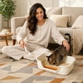 thumbnail image 7 of Semi Enclosed Cat Litter Box with High Sides, Low Entry Large Capacity Ventilate Odor Box for Indoor Cats, Senior Cats & Kittens, Easy Clean & Anti-Splashing Pet Potty 16.54''LX11.02''WX4.72''H, 7 of 7