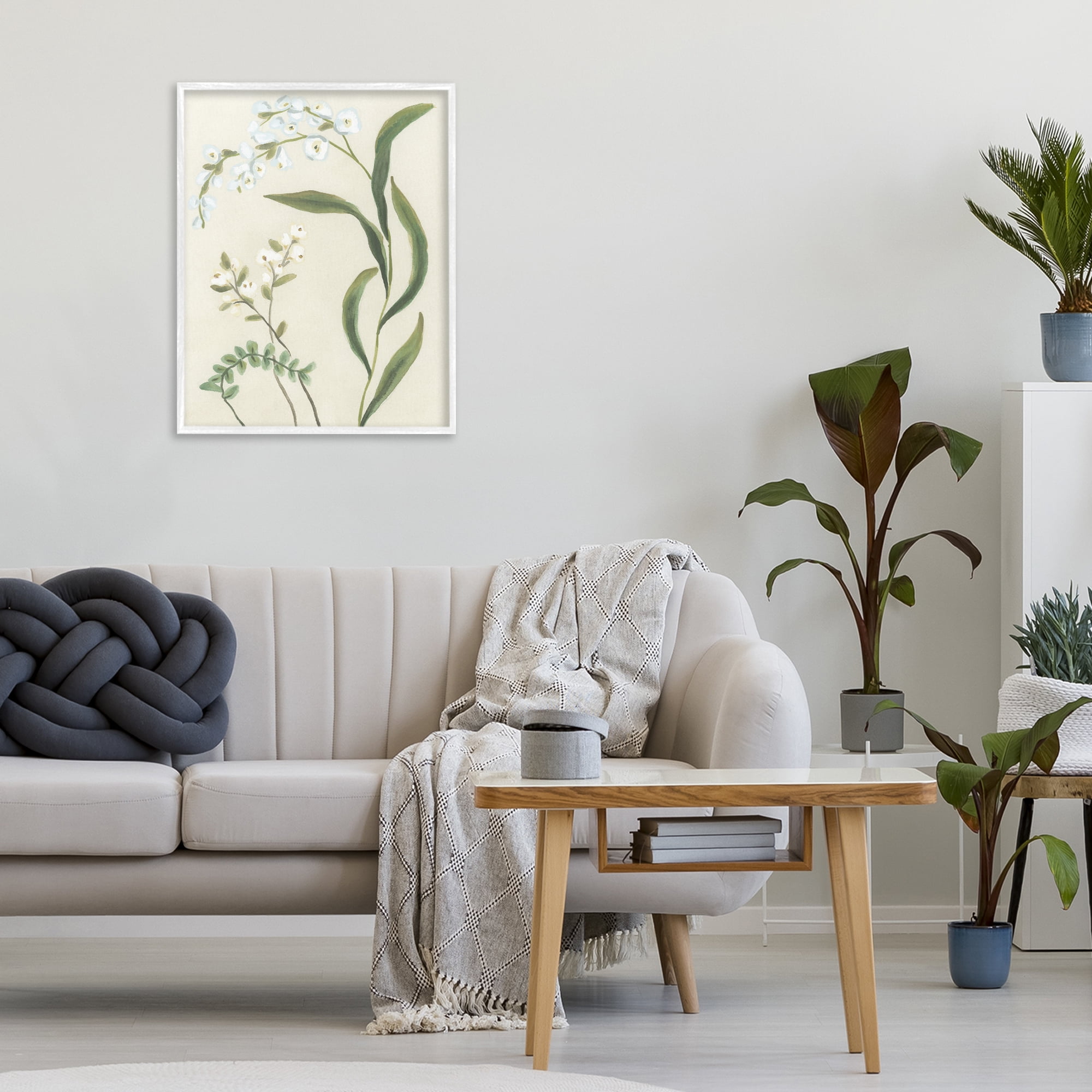Stupell Industries Neutral Snowdrop Stems White Framed Giclee Art, design by June Erica Vess